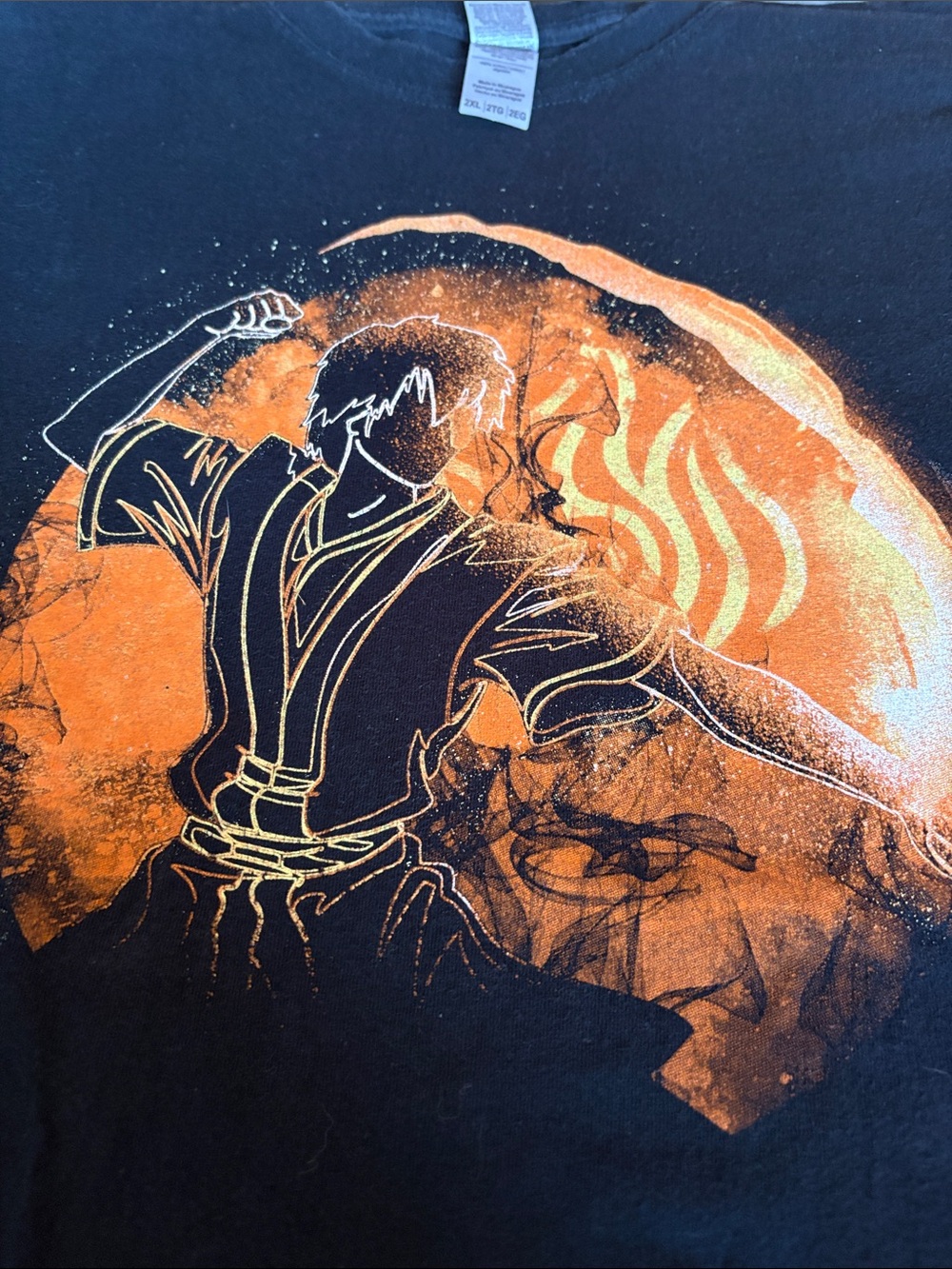 Men's Graphic Martial Arts T-Shirt in Black and Orange Avatar-Firebender